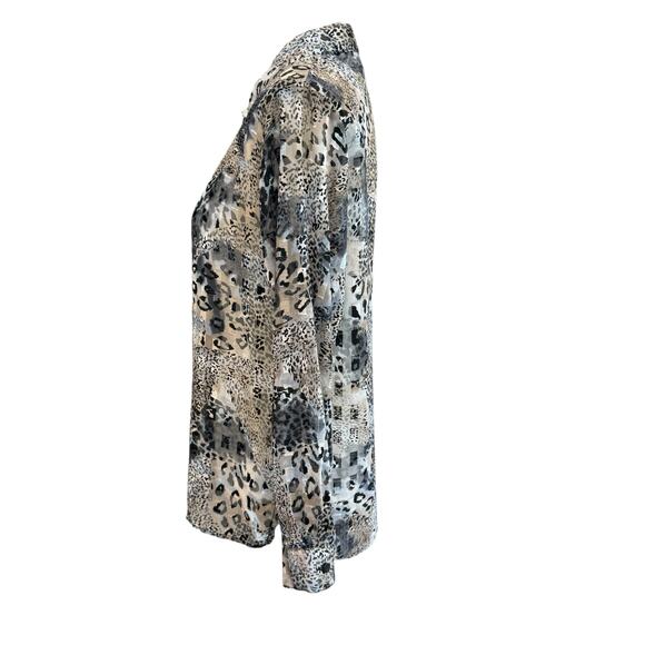 Vintage 80s TONI MARIE Blouse Size 6 Retro Animal Print Gold Thread Glam - Picture 4 of 11